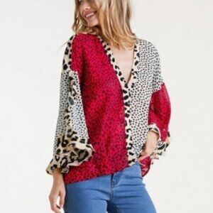 Umgee Size Small Bohemian Multi Animal Print Top
